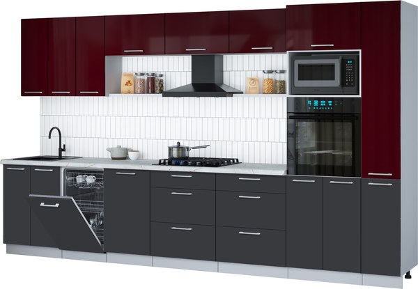 Кухонный гарнитур Интерлиния Мила Gloss 3.6-ПМ3 - фото