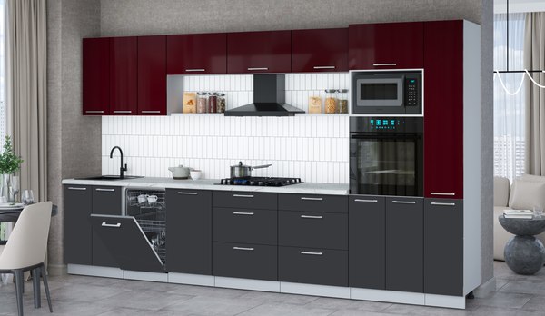 Кухонный гарнитур Интерлиния Мила Gloss 3.6-ПМ3