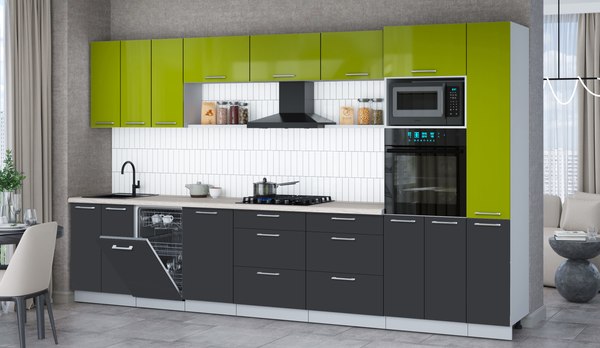 Кухонный гарнитур Интерлиния Мила Gloss 3.6-ПМ3