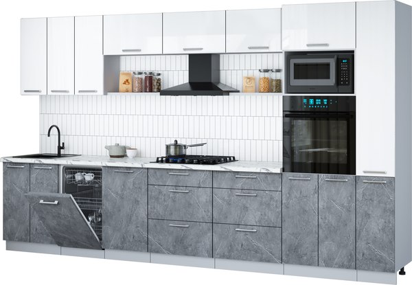 Кухонный гарнитур Интерлиния Мила Gloss 3.6-ПМ3 - фото