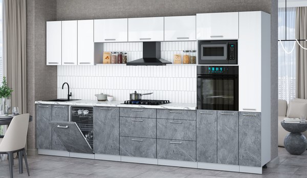 Кухонный гарнитур Интерлиния Мила Gloss 3.6-ПМ3