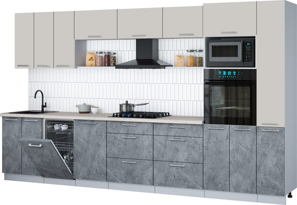 Кухонный гарнитур Интерлиния Мила Gloss 3.6-ПМ3 - фото