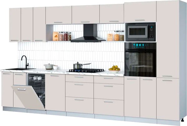 Кухонный гарнитур Интерлиния Мила Gloss 3.7-ПМ3 - фото