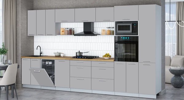 Кухонный гарнитур Интерлиния Мила Gloss 3.7-ПМ3