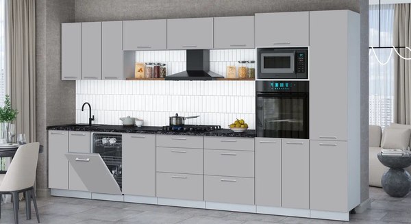 Кухонный гарнитур Интерлиния Мила Gloss 3.7-ПМ3