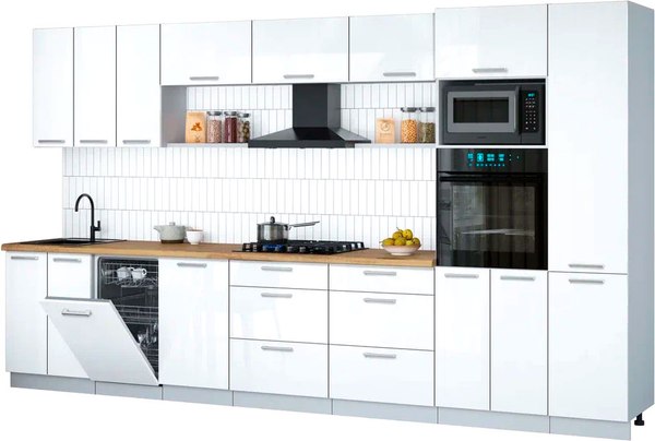 Кухонный гарнитур Интерлиния Мила Gloss 3.7-ПМ3 - фото