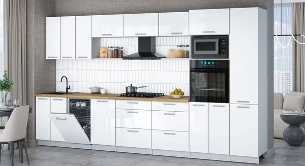 Кухонный гарнитур Интерлиния Мила Gloss 3.7-ПМ3