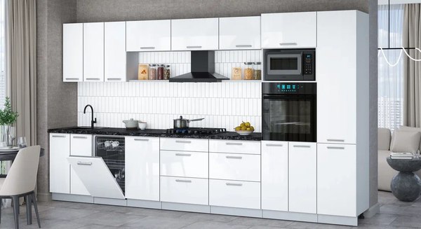 Кухонный гарнитур Интерлиния Мила Gloss 3.7-ПМ3