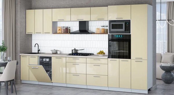 Кухонный гарнитур Интерлиния Мила Gloss 3.7-ПМ3