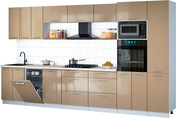 Кухонный гарнитур Интерлиния Мила Gloss 3.7-ПМ3 - фото