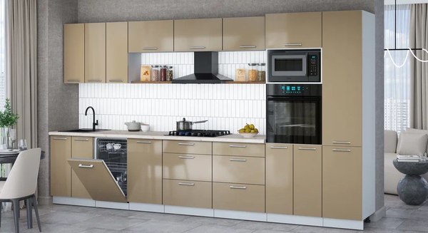 Кухонный гарнитур Интерлиния Мила Gloss 3.7-ПМ3