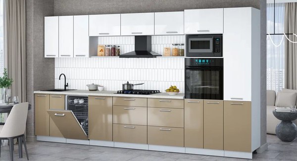 Кухонный гарнитур Интерлиния Мила Gloss 3.7-ПМ3