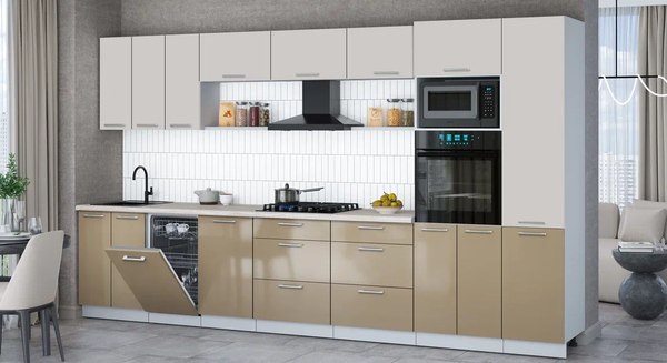 Кухонный гарнитур Интерлиния Мила Gloss 3.7-ПМ3