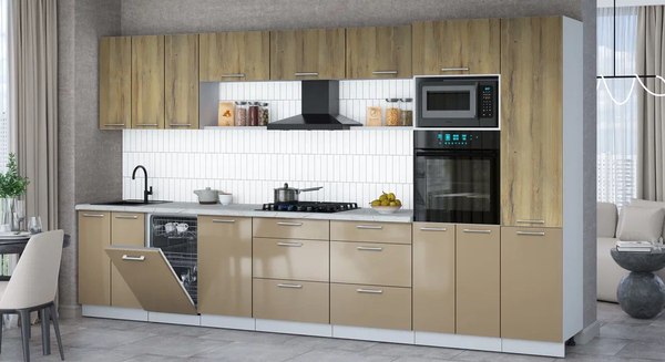 Кухонный гарнитур Интерлиния Мила Gloss 3.7-ПМ3