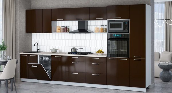 Кухонный гарнитур Интерлиния Мила Gloss 3.7-ПМ3