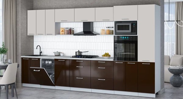Кухонный гарнитур Интерлиния Мила Gloss 3.7-ПМ3