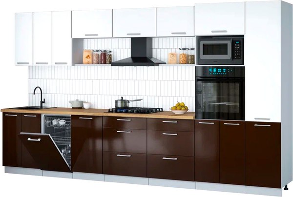 Кухонный гарнитур Интерлиния Мила Gloss 3.7-ПМ3 - фото
