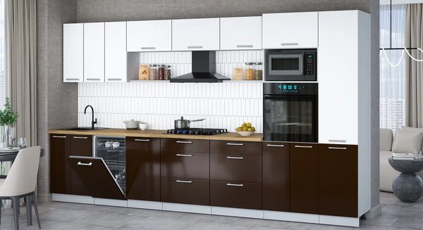 Кухонный гарнитур Интерлиния Мила Gloss 3.7-ПМ3