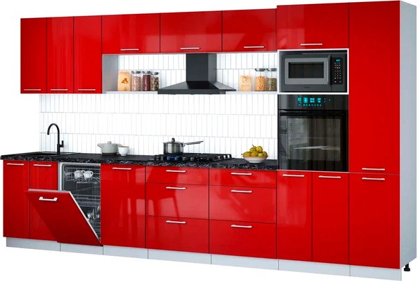 Кухонный гарнитур Интерлиния Мила Gloss 3.7-ПМ3 - фото