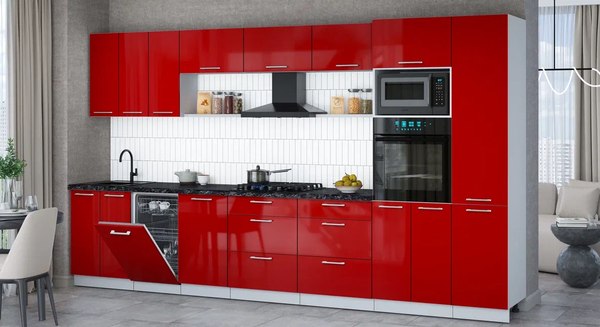 Кухонный гарнитур Интерлиния Мила Gloss 3.7-ПМ3