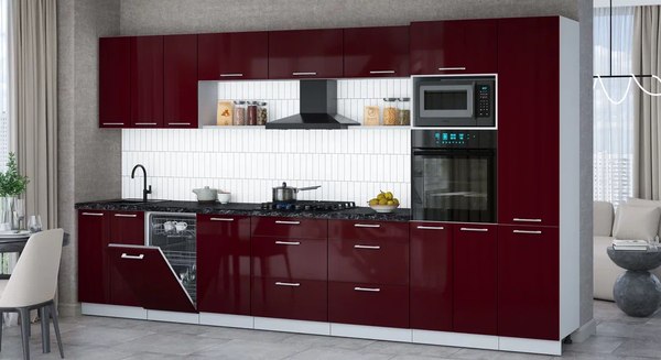 Кухонный гарнитур Интерлиния Мила Gloss 3.7-ПМ3