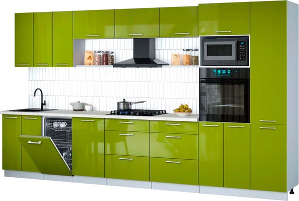 Кухонный гарнитур Интерлиния Мила Gloss 3.7-ПМ3 - фото