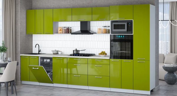 Кухонный гарнитур Интерлиния Мила Gloss 3.7-ПМ3