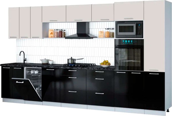 Кухонный гарнитур Интерлиния Мила Gloss 3.7-ПМ3 - фото