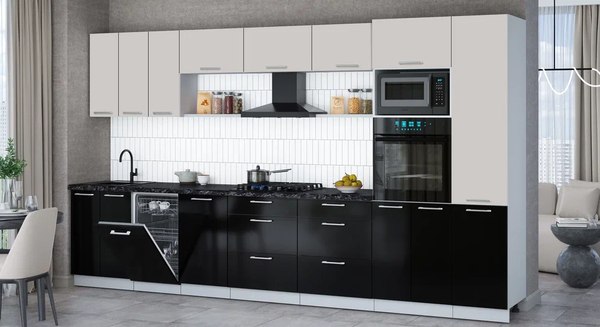 Кухонный гарнитур Интерлиния Мила Gloss 3.7-ПМ3