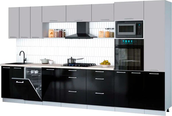 Кухонный гарнитур Интерлиния Мила Gloss 3.7-ПМ3 - фото