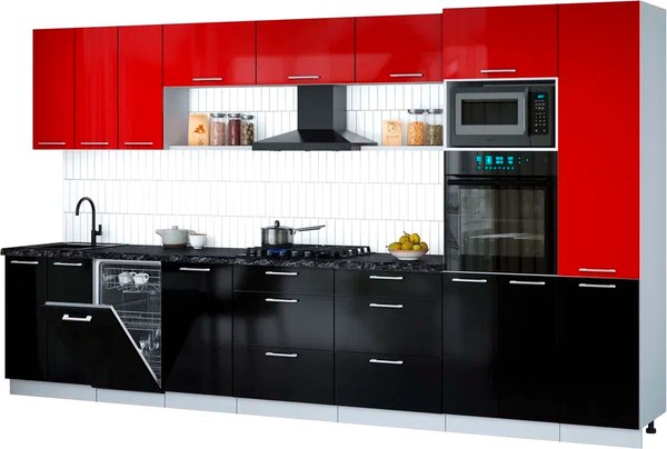 Кухонный гарнитур Интерлиния Мила Gloss 3.7-ПМ3 - фото