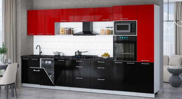 Кухонный гарнитур Интерлиния Мила Gloss 3.7-ПМ3