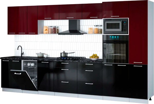 Кухонный гарнитур Интерлиния Мила Gloss 3.7-ПМ3 - фото