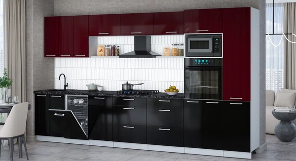 Кухонный гарнитур Интерлиния Мила Gloss 3.7-ПМ3