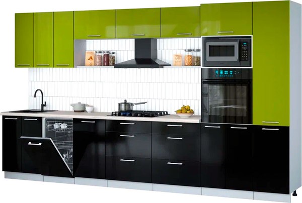 Кухонный гарнитур Интерлиния Мила Gloss 3.7-ПМ3 - фото