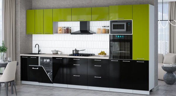 Кухонный гарнитур Интерлиния Мила Gloss 3.7-ПМ3