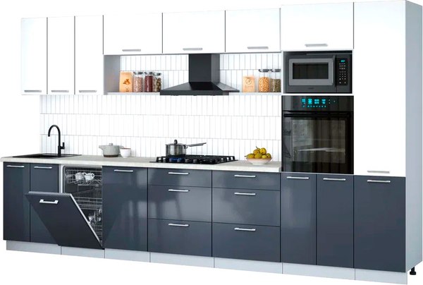 Кухонный гарнитур Интерлиния Мила Gloss 3.7-ПМ3 - фото