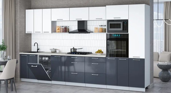 Кухонный гарнитур Интерлиния Мила Gloss 3.7-ПМ3