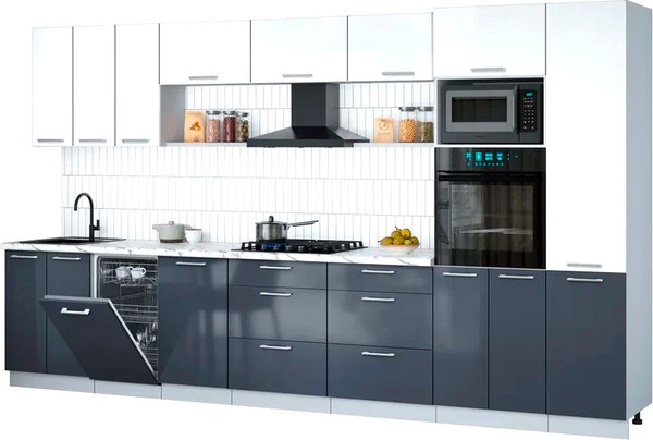 Кухонный гарнитур Интерлиния Мила Gloss 3.7-ПМ3 - фото