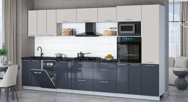 Кухонный гарнитур Интерлиния Мила Gloss 3.7-ПМ3