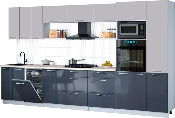 Кухонный гарнитур Интерлиния Мила Gloss 3.7-ПМ3 - фото