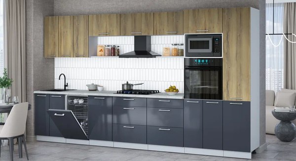 Кухонный гарнитур Интерлиния Мила Gloss 3.7-ПМ3