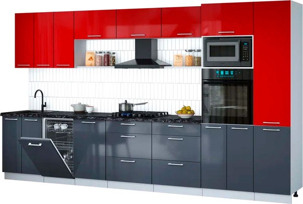 Кухонный гарнитур Интерлиния Мила Gloss 3.7-ПМ3 - фото