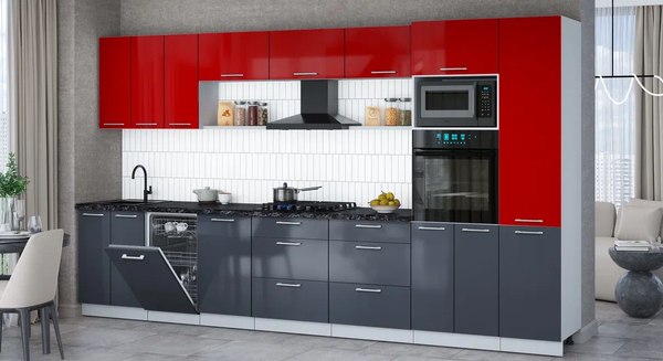 Кухонный гарнитур Интерлиния Мила Gloss 3.7-ПМ3