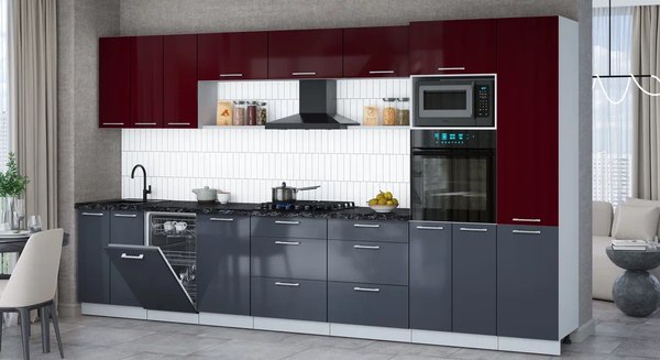 Кухонный гарнитур Интерлиния Мила Gloss 3.7-ПМ3