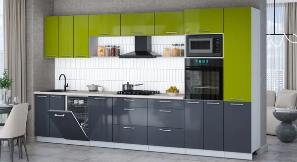 Кухонный гарнитур Интерлиния Мила Gloss 3.7-ПМ3