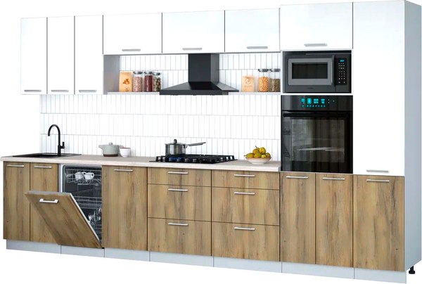 Кухонный гарнитур Интерлиния Мила Gloss 3.7-ПМ3 - фото