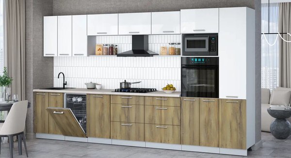 Кухонный гарнитур Интерлиния Мила Gloss 3.7-ПМ3