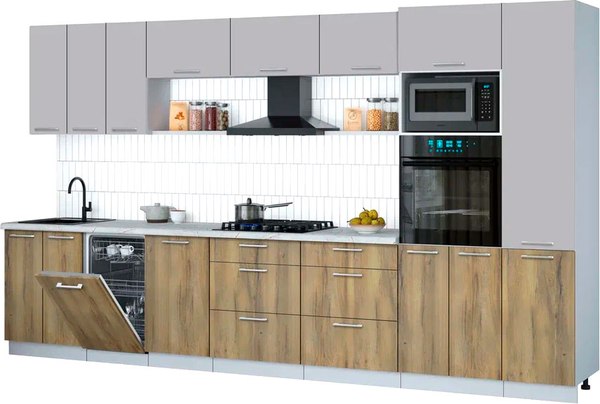 Кухонный гарнитур Интерлиния Мила Gloss 3.7-ПМ3 - фото