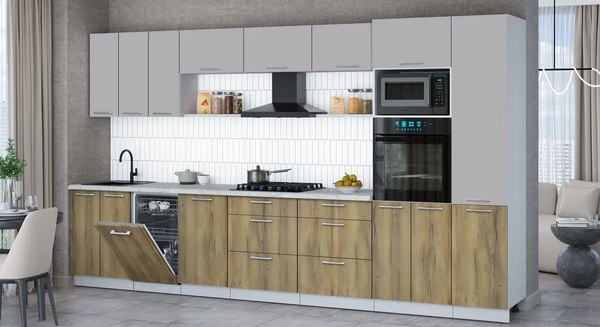 Кухонный гарнитур Интерлиния Мила Gloss 3.7-ПМ3